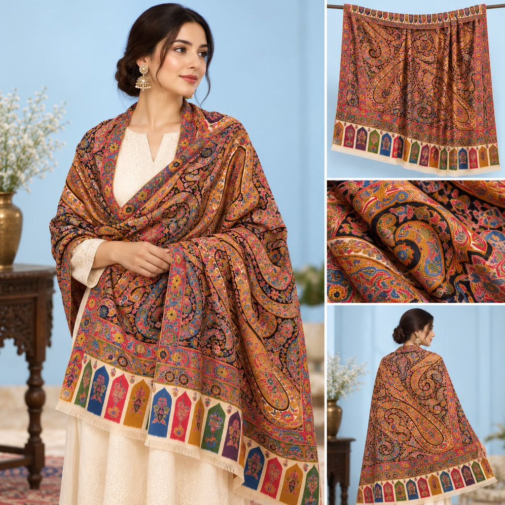 Pashmina Handmade Kalamkari Shawl – Traditional Kashmiri Elegance