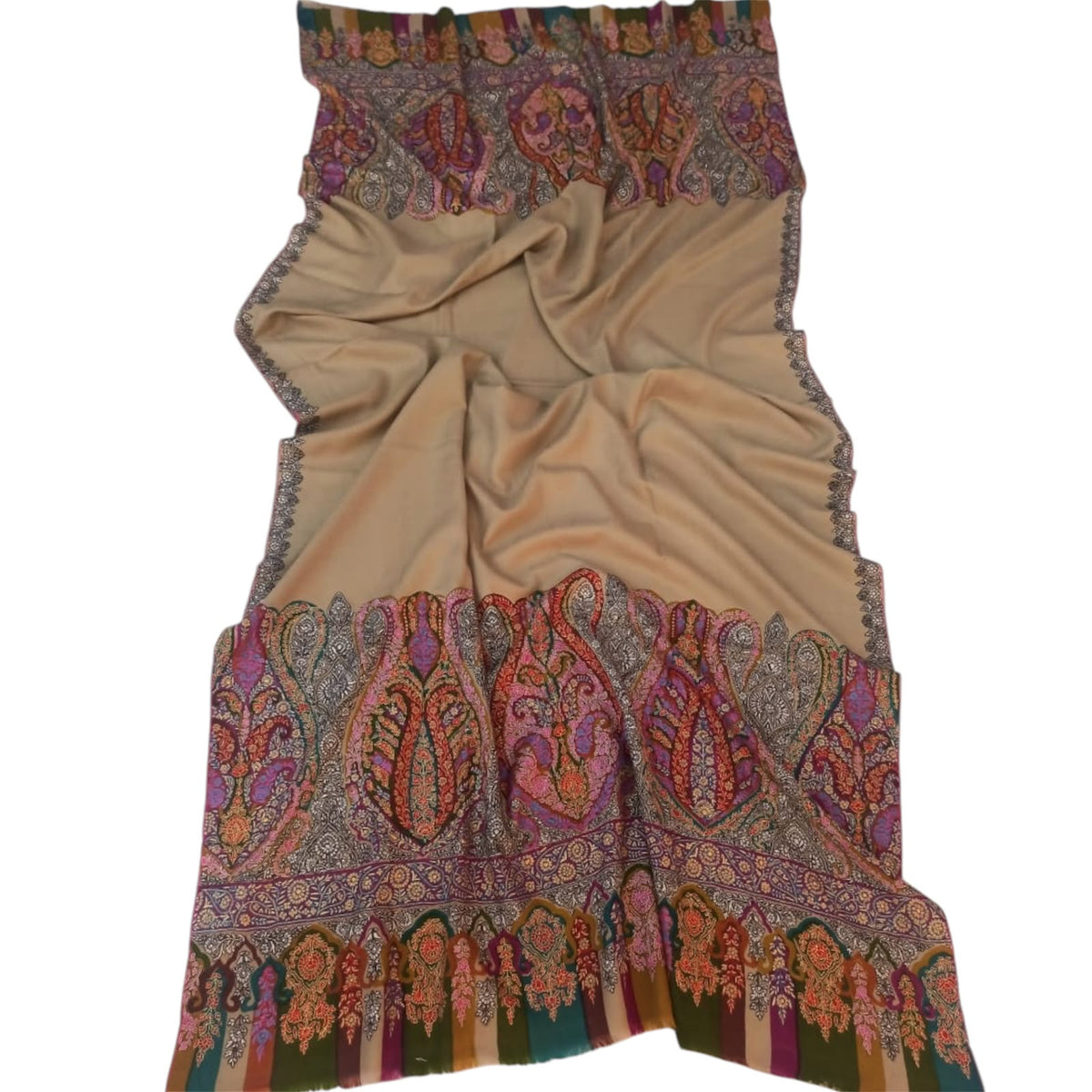 Kashmiri Pashmina Shawl – Handmade Kalamkari Long Paldar Design
