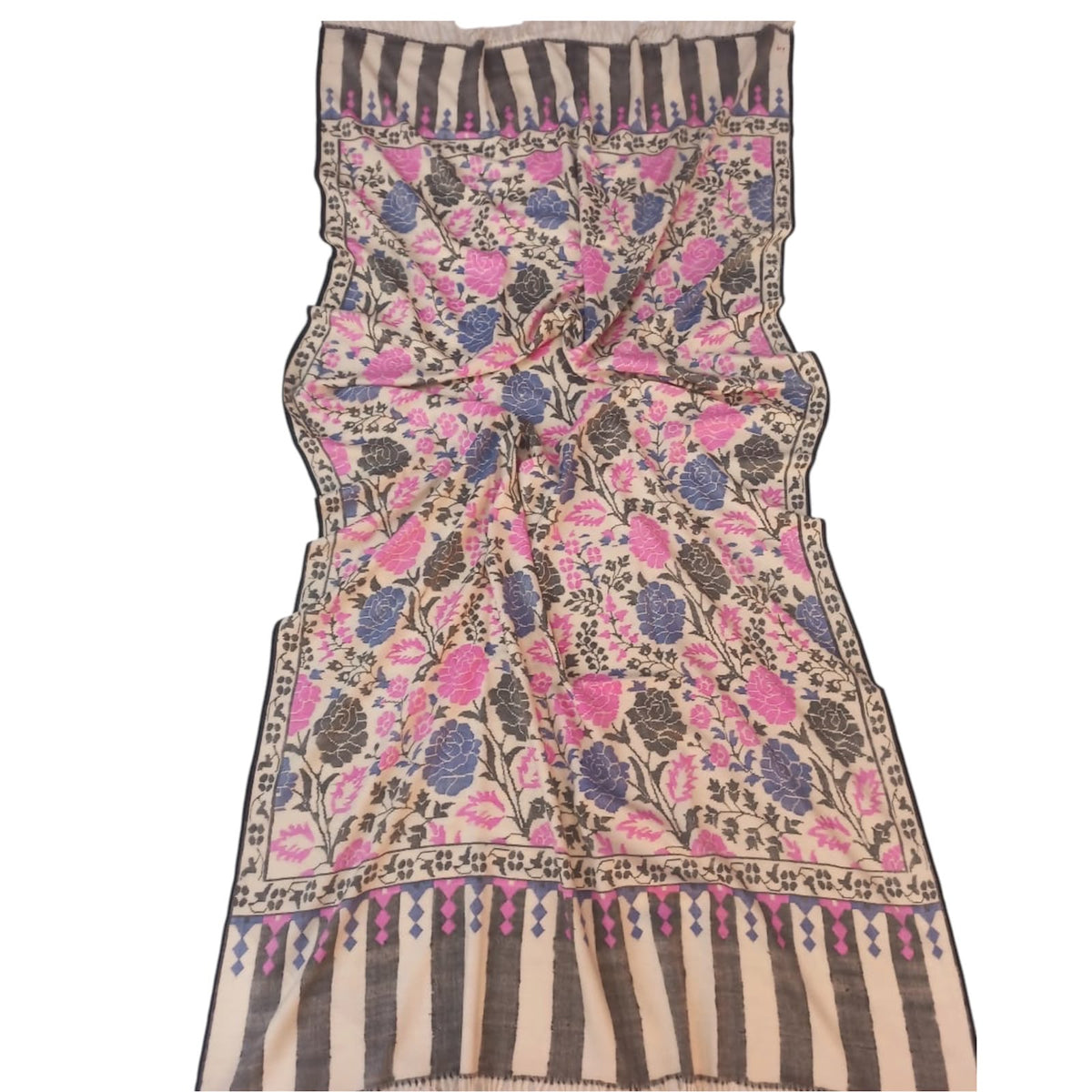 Kashmiri Handmade Kani Jamawar Shawl – Traditional Floral Design