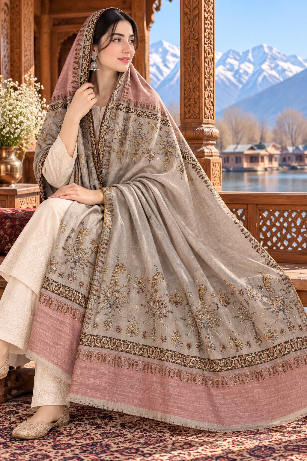 GI-Certified Kashmiri Sozni Shawl – Palladar Hand Embroidery